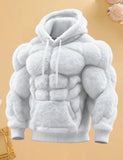 Muscle Line Flannel Hooded 3D Muscle Fuzzy Cotton Hoodie