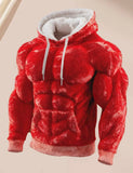 Muscle Line Flannel Hooded 3D Muscle Fuzzy Cotton Hoodie