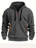 Multi Pocket Zipper Fleece Hooded Casual Shirt for Men