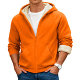 Velvet Solid Color Hooded Sweatshirt Warm Casual Jacket