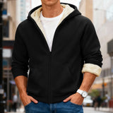 Velvet Solid Color Hooded Sweatshirt Warm Casual Jacket