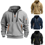 Multi Pocket Zipper Fleece Hooded Casual Shirt for Men