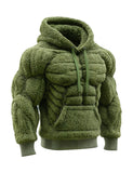 Muscle Line Flannel Hooded 3D Muscle Fuzzy Cotton Hoodie