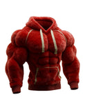 Muscle Line Flannel Hooded 3D Muscle Fuzzy Cotton Hoodie