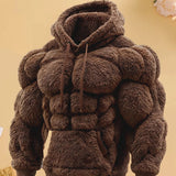 Muscle Line Flannel Hooded 3D Muscle Fuzzy Cotton Hoodie